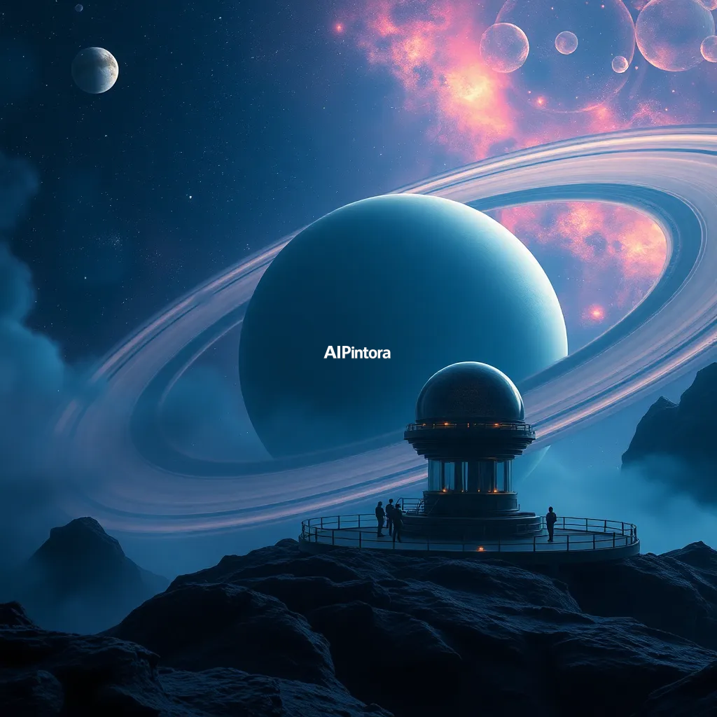 cinematic ultra detailed wallpaper of a futuristic observatory built on Saturn's rings, astronomers studying glowing cosmic storms, cinematic science fiction artwork,
    immersive environment, epic wide composition, strong depth, atmospheric perspective,
    dramatic cinematic lighting, volumetric fog, particles, realistic shadows,
    vibrant professional color grading, beautiful background scene,
    desktop and mobile wallpaper quality, wallpaper engine style,
    no text, no watermark, no logo, masterpiece, best quality, ultra detailed, sharp focus, cinematic lighting, volumetric lighting, depth of field, global illumination, professional color grading, hyper detailed textures, clean composition, premium visual quality, award winning artwork, 8k