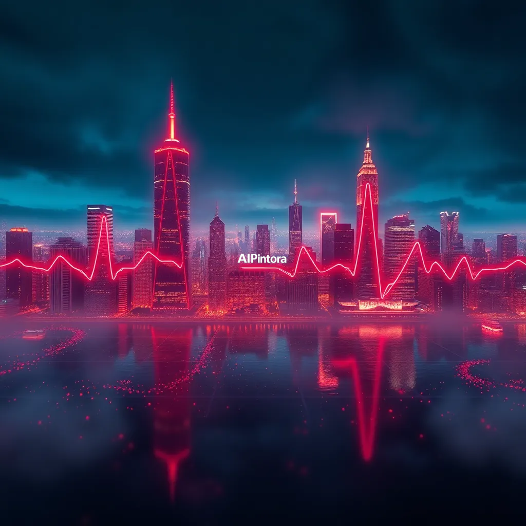 cinematic ultra detailed wallpaper of a city skyline shaped like a human heartbeat monitor, glowing pulse lights, motivational visual concept, premium digital art,
    immersive environment, epic wide composition, strong depth, atmospheric perspective,
    dramatic cinematic lighting, volumetric fog, particles, realistic shadows,
    vibrant professional color grading, beautiful background scene,
    desktop and mobile wallpaper quality, wallpaper engine style,
    no text, no watermark, no logo, masterpiece, best quality, ultra detailed, sharp focus, cinematic lighting, volumetric lighting, depth of field, global illumination, professional color grading, hyper detailed textures, clean composition, premium visual quality, award winning artwork, 8k