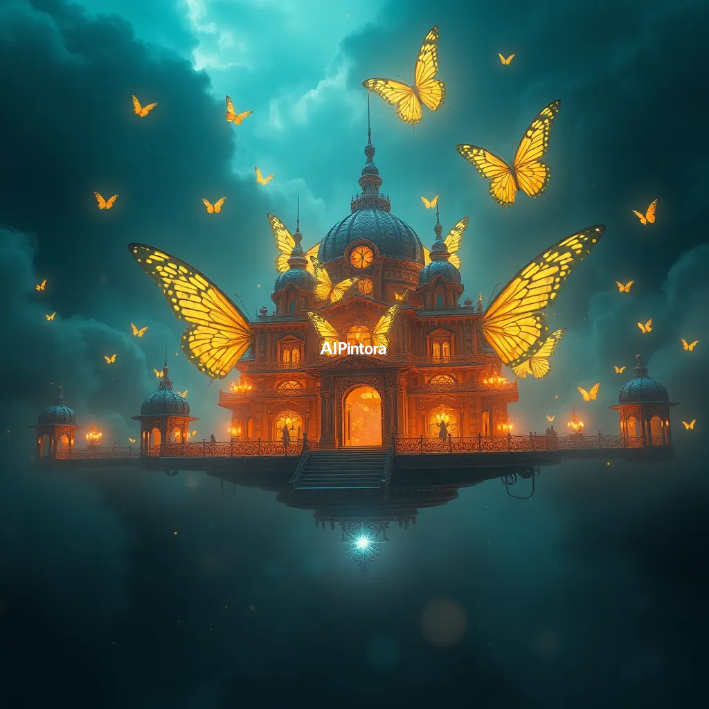 cinematic ultra detailed wallpaper of a floating palace powered by giant glowing butterflies, dreamlike fantasy architecture, cinematic lighting,
    immersive environment, epic wide composition, strong depth, atmospheric perspective,
    dramatic cinematic lighting, volumetric fog, particles, realistic shadows,
    vibrant professional color grading, beautiful background scene,
    desktop and mobile wallpaper quality, wallpaper engine style,
    no text, no watermark, no logo, masterpiece, best quality, ultra detailed, sharp focus, cinematic lighting, volumetric lighting, depth of field, global illumination, professional color grading, hyper detailed textures, clean composition, premium visual quality, award winning artwork, 8k