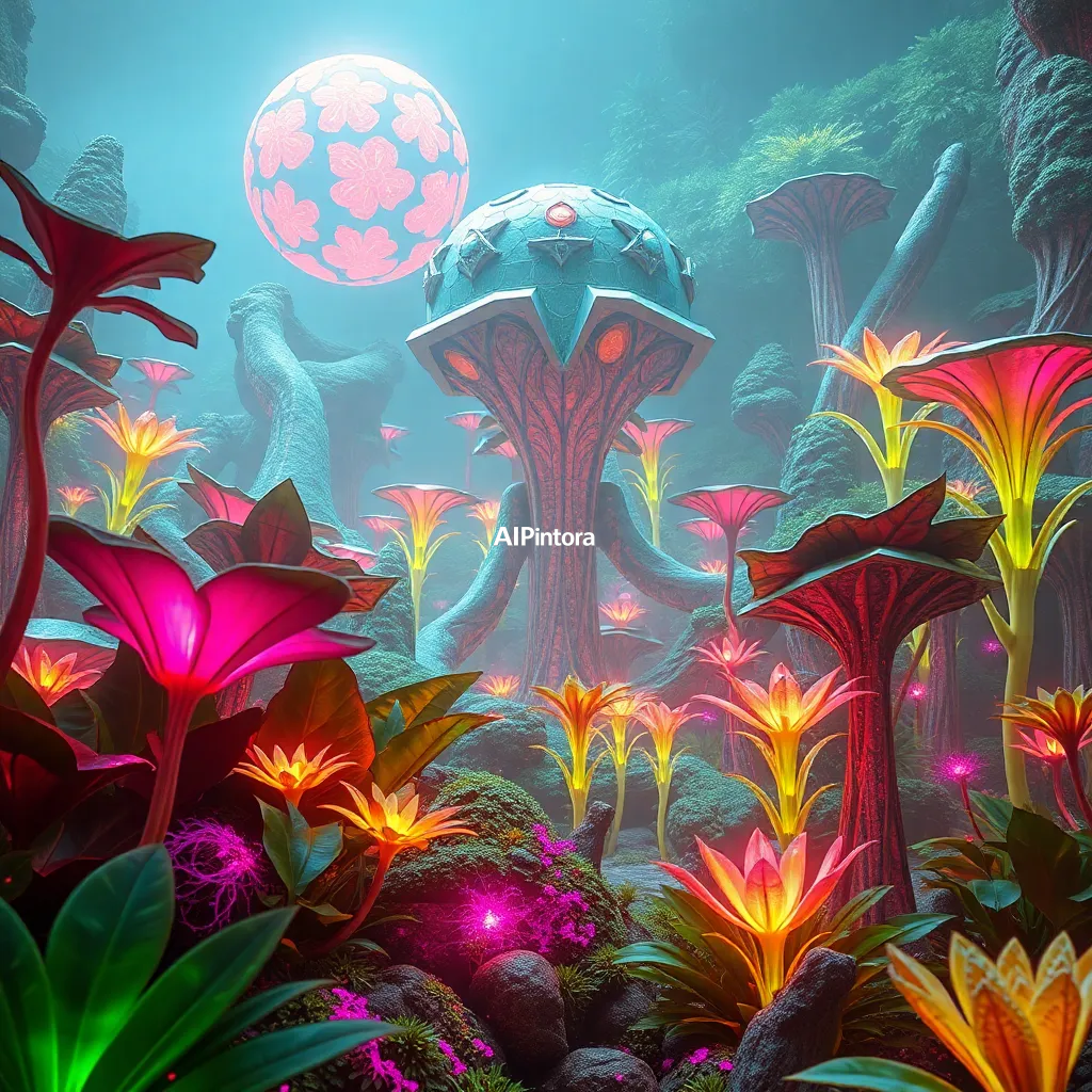 masterpiece surreal concept artwork of a futuristic botanical garden growing plants from other planets, glowing exotic vegetation, science fiction masterpiece,
    eye catching visual idea, creative object fusion, impossible design concept,
    cinematic storytelling, strong focal subject, beautiful environment,
    dramatic lighting, rich atmosphere, premium digital painting,
    viral social media artwork, highly clickable composition, masterpiece, best quality, ultra detailed, sharp focus, cinematic lighting, volumetric lighting, depth of field, global illumination, professional color grading, hyper detailed textures, clean composition, premium visual quality, award winning artwork, 8k