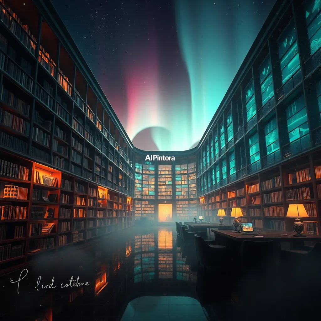 cinematic ultra detailed wallpaper of a surreal visualization of aurora library concept #21, ultra detailed cinematic composition, unique visual storytelling, premium concept art, dramatic lighting, masterpiece quality,
    immersive environment, epic wide composition, strong depth, atmospheric perspective,
    dramatic cinematic lighting, volumetric fog, particles, realistic shadows,
    vibrant professional color grading, beautiful background scene,
    desktop and mobile wallpaper quality, wallpaper engine style,
    no text, no watermark, no logo, masterpiece, best quality, ultra detailed, sharp focus, cinematic lighting, volumetric lighting, depth of field, global illumination, professional color grading, hyper detailed textures, clean composition, premium visual quality, award winning artwork, 8k