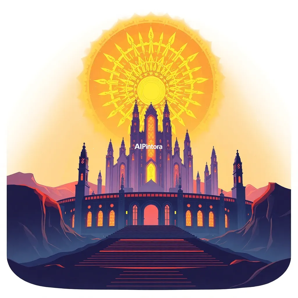 premium die-cut vinyl sticker illustration of a dreamlike solar cathedral concept #75, ultra detailed cinematic composition, unique visual storytelling, premium concept art, dramatic lighting, masterpiece quality,
    centered isolated artwork, thick bold white outline, glossy sticker finish,
    clean vector cartoon style, cute collectible design, etsy bestseller sticker style,
    vibrant colors, simple readable silhouette, smooth shapes,
    printable sticker pack quality, plain clean background,
    no mockup, no product photo, no background scene, no complex environment, masterpiece, best quality, ultra detailed, sharp focus, cinematic lighting, volumetric lighting, depth of field, global illumination, professional color grading, hyper detailed textures, clean composition, premium visual quality, award winning artwork, 8k