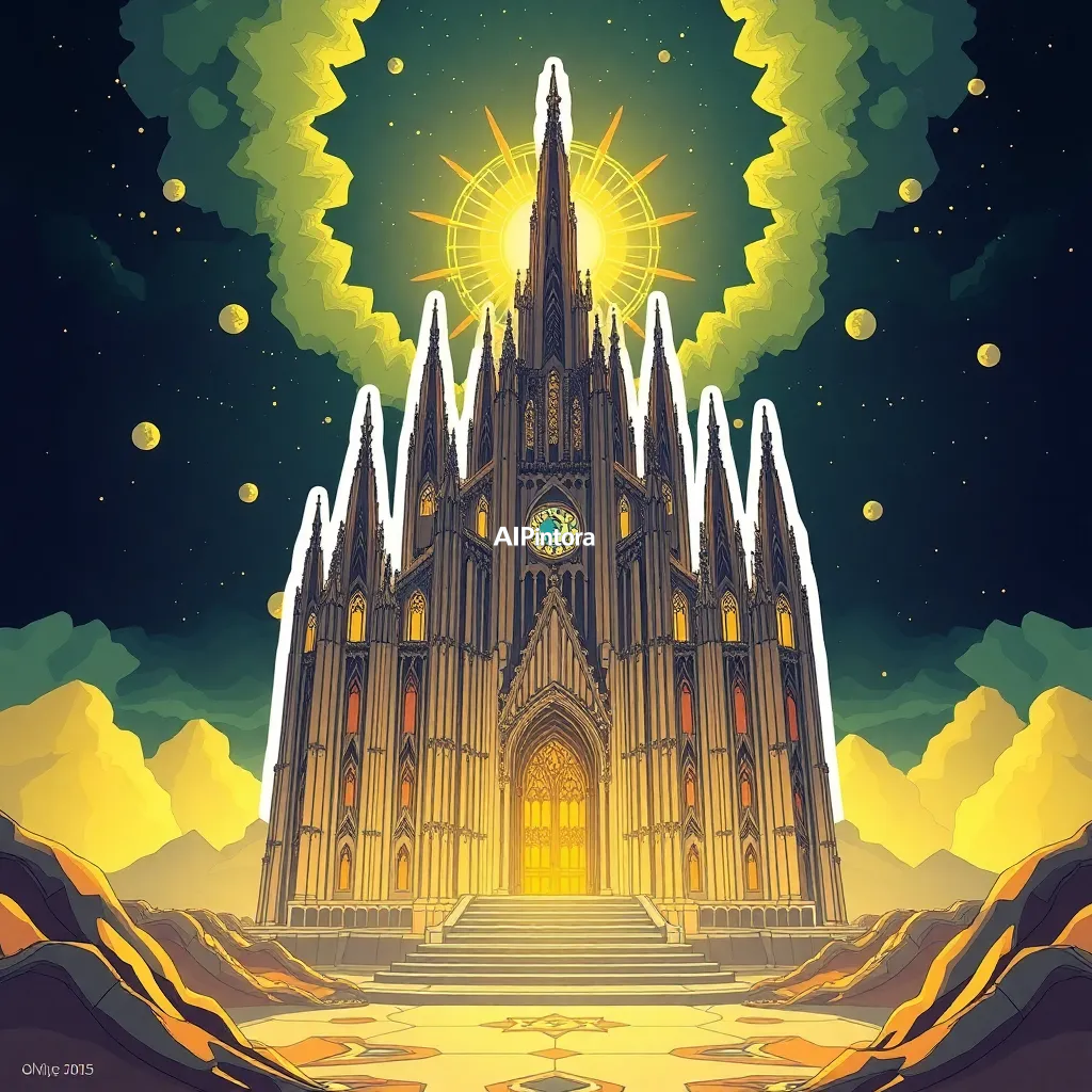 premium die-cut vinyl sticker illustration of a dreamlike solar cathedral concept #125, ultra detailed cinematic composition, unique visual storytelling, premium concept art, dramatic lighting, masterpiece quality,
    centered isolated artwork, thick bold white outline, glossy sticker finish,
    clean vector cartoon style, cute collectible design, etsy bestseller sticker style,
    vibrant colors, simple readable silhouette, smooth shapes,
    printable sticker pack quality, plain clean background,
    no mockup, no product photo, no background scene, no complex environment, masterpiece, best quality, ultra detailed, sharp focus, cinematic lighting, volumetric lighting, depth of field, global illumination, professional color grading, hyper detailed textures, clean composition, premium visual quality, award winning artwork, 8k