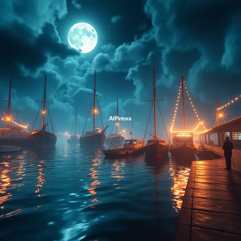 cinematic ultra detailed wallpaper of an artistic moonlit harbor concept #199, ultra detailed cinematic composition, unique visual storytelling, premium concept art, dramatic lighting, masterpiece quality,
    immersive environment, epic wide composition, strong depth, atmospheric perspective,
    dramatic cinematic lighting, volumetric fog, particles, realistic shadows,
    vibrant professional color grading, beautiful background scene,
    desktop and mobile wallpaper quality, wallpaper engine style,
    no text, no watermark, no logo, masterpiece, best quality, ultra detailed, sharp focus, cinematic lighting, volumetric lighting, depth of field, global illumination, professional color grading, hyper detailed textures, clean composition, premium visual quality, award winning artwork, 8k